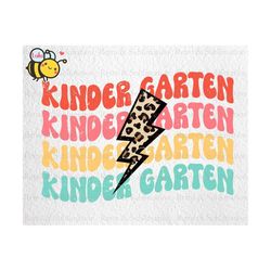 kindergarten stacked leopard lightning bolt png, back to school png, first day of school png, hello kindergarten png, gi