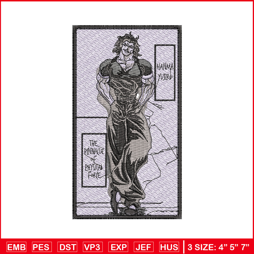 Hanma yujiro embroidery design, Baki embroidery, Anime design, Embroidery shirt, Embroidery file, Digital download.jpg