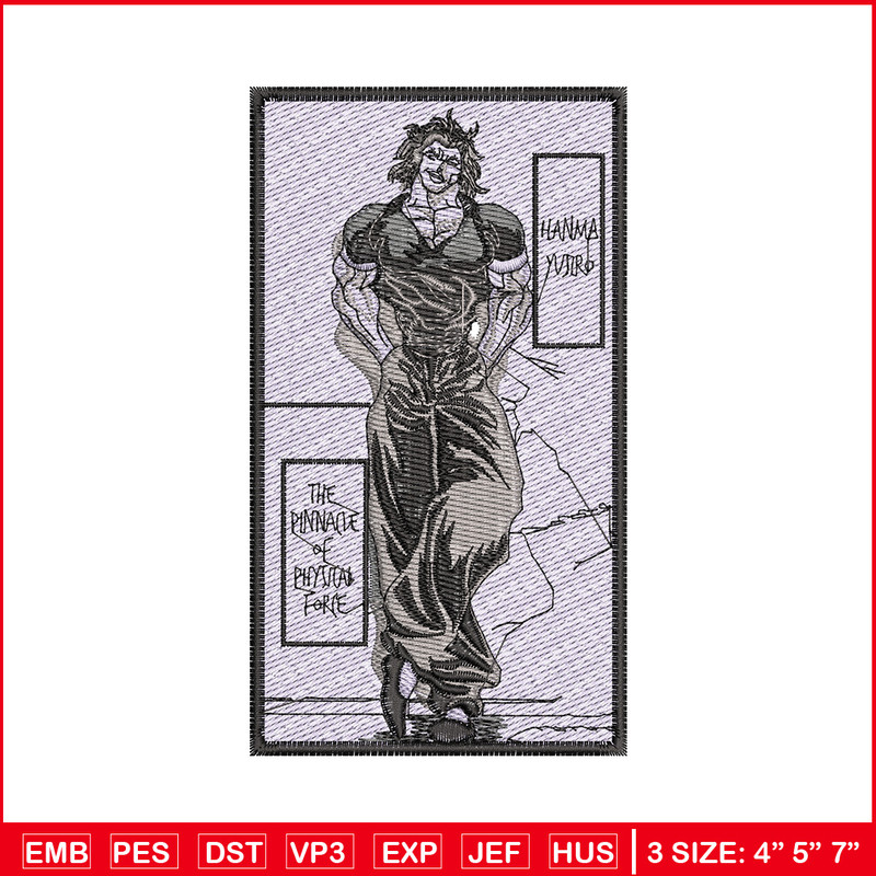 Hanma yujiro embroidery design, Baki embroidery, Anime design, Embroidery shirt, Embroidery file, Digital download.jpg