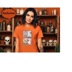 the spooky season halloween cards the thick thighs the creep the hondy ghost the ghoul girl tee, halloween tarot card sh