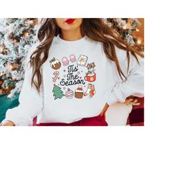 tis the season christmas doodles t-shirt, retro xmas shirt, christmas comfort t shirt, vintage xmas tee, holiday gift, c