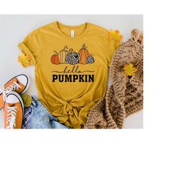 hello pumpkin shirt, thanksgiving outfit, cute fall shirt, autumn shirt, happy turkey day shirt, funny thanksgiving shir
