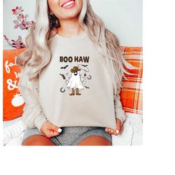 boo haw sweatshirt, vintage halloween shirt, fall sweater, halloween costume party, ghost sweatshirt, halloween western
