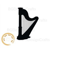 harp svg, harp png, harp dxf, harp silhouette, cut file, clipart