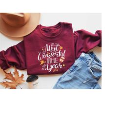 it's the most wonderfull time of the year sweatshirt, thanksgiving, autumn vibes, autumn fall shirts, hello fall, happy