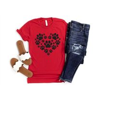 heart paw shirt, dog lover shirt, dog person gift, dog paw shirt, paw print shirt, animal lover shirt, paw love tee, pet