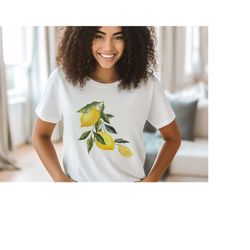 lemon shirt for women, cute lemon shirt, botanical fruit t-shirt, citrus fruit shirt, funny summer t-shirt, lemon graphi