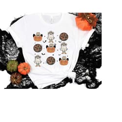halloween doodle shirt, western pumpkin shirt, funny halloween shirt, halloween party shirt, western ghost shirt, retro