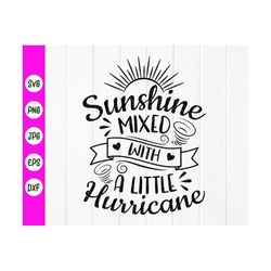 sunshine mixed with a little hurricane svg, toddler girl svg, sassy shirt svg, baby shower birthday svg, instant downloa