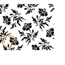 seamless pattern 2, seamless pattern svg, flower pattern svg, rose pattern svg, damask png, tooled leather dxf, black an