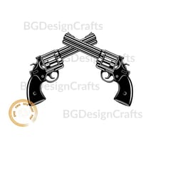 pistol svg, gun svg, crossed pistols svg, vector cut file for cricut, silhouette