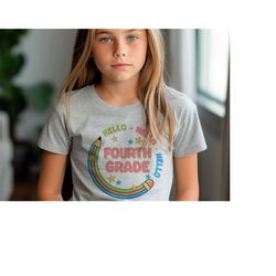 hello fourth grade shirt, 4th grade shirt, fourth grade t-shirt, fourth grade kids tee, back to school shirt, 4th teache