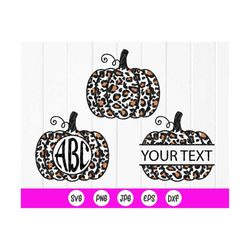 leopard pumpkin monogram svg bundle, cheetah pumpkin split monogram svg, fall pumpkin decor gift svg, instant download f