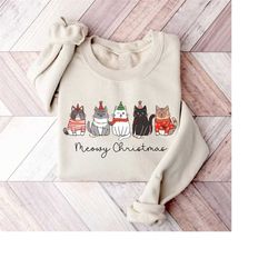 meowy christmas shirt, cat christmas shirt, cat mom christmas shirt, christmas gift for cat lover