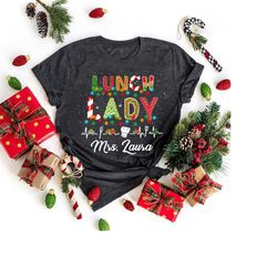 personalized lunch lady christmas shirt, funny lunch lady heartbeat christmas shirt, lunch lady team shirt