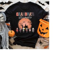 halloween grandma shirt, gift for grandma little monster shirt , personalized nana halloween shirt