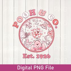 retro pooh and co est 1926 png, vintage winnie the pooh png, pooh bear and friends png, disneyland png, disney group png