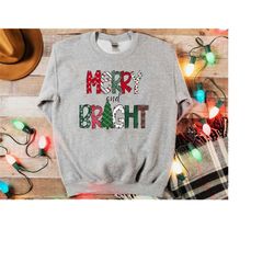 merry and bright christmas shirt, women christmas shirt, graphic christmas tee shirt, cute retro shirt for women, christ