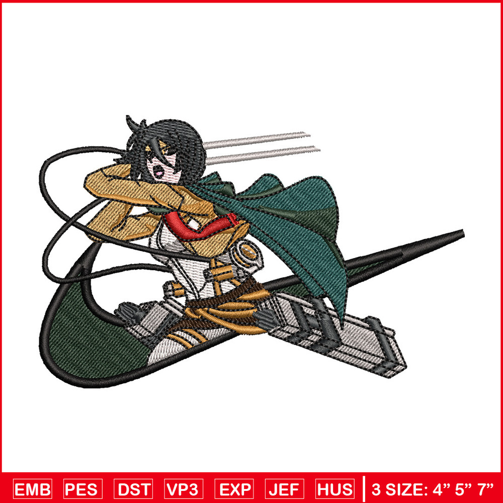 Mikasa swoosh embroidery design, Aot embroidery, Nike design, Embroidery shirt, Embroidery file, Digital download.jpg