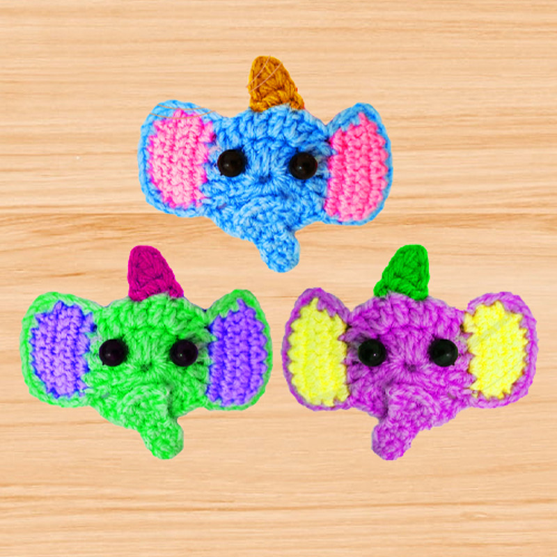 a crochet elephant hair clip pattern
