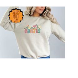 retro floral auntie sweatshirt, mama floral sweater, mom sweat for mom for mother's day, mama sweatshirt, sweater for mo