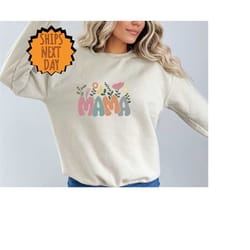 retro floral mama sweatshirt, mama floral sweater, mom sweat for mom for mother's day, mama sweatshirt, sweater for mom