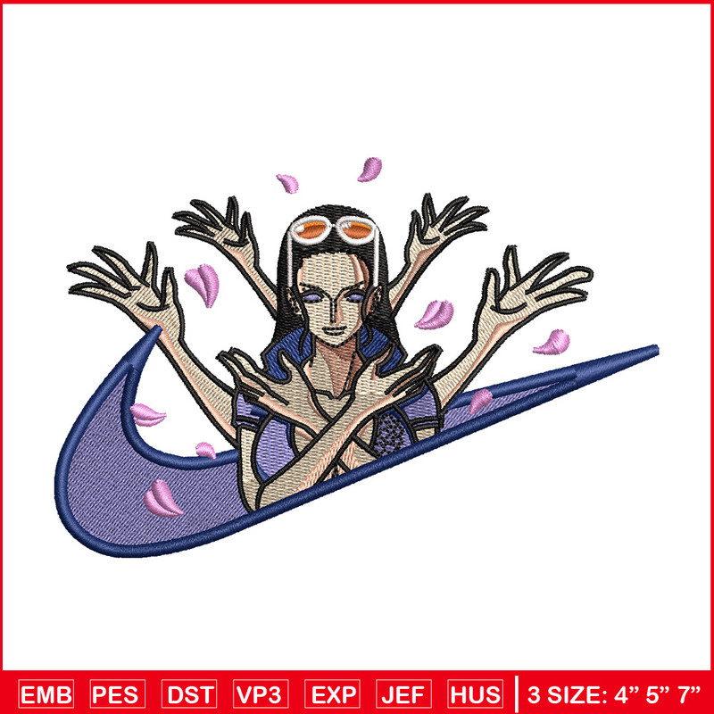 Nico robin embroidery design, One piece embroidery, Nike design, Embroidery shirt, Embroidery file, Digital download.jpg