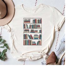 books shirt, bookshelf shirt, bookcase shirt, librarian shirt, vintage books shirt, reading lover shirt