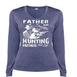 father and daughter hunting partners for life t shirt, hunter t shirt (ladies ls heather v-neck)