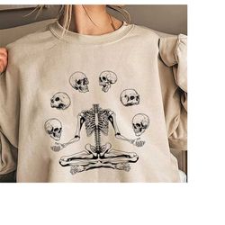 Skeleton Skull Halloween Shirt, Retro Skull Halloween Shirt, Skull Shirt, Fall Season for Women