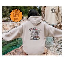 cowboy playing cards hoodie, playing cards hoodie, ace card cowboy hoodie, poker card games hoodie, country music festiv