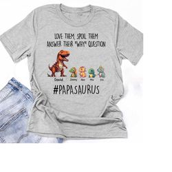 personalized papasaurus shirt, gift for father's day, funny papa dad shirt, grandpa with kids name shirt
