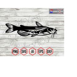 Cat Fish Silhouette, Cat Fish svg, Fishing Shirt svg - Clipart, Vector, Cricut, CNC, Laser, Vinyl Cutter, Decal Sticker,