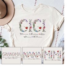 grandma flower with grandkids shirt, personalized grandma flower shirt, wild flowers nana shirt, mother's day gift, mama