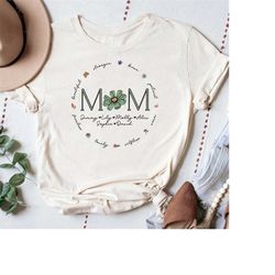mom flower personalized shirt, mama with kids name shirt, mother's day gift, mama shirt
