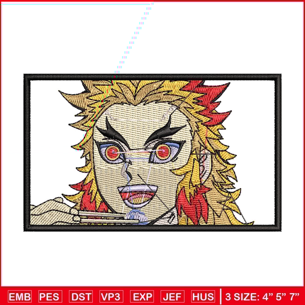 Rengoku rectangle embroidery design, Rengoku embroidery, Embroidery shirt, Embroidery file,Anime design,Digital download.jpg
