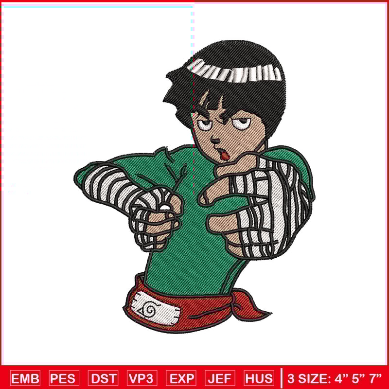 Rock lee embroidery design, Naruto embroidery, Anime design, Embroidery file, Digital download, Embroidery shirt.jpg