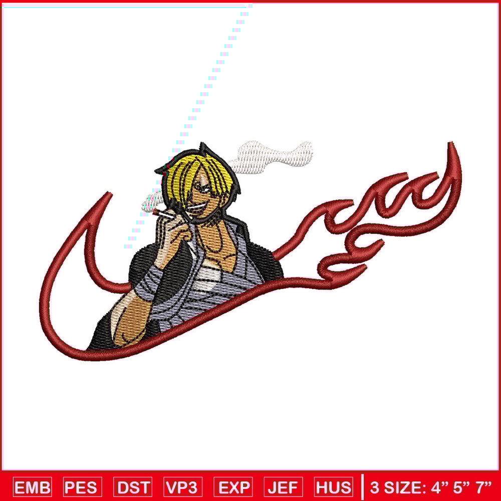Sanji swoosh embroidery design, One piece embroidery, Nike design, Embroidery shirt, Embroidery file, Digital download.jpg