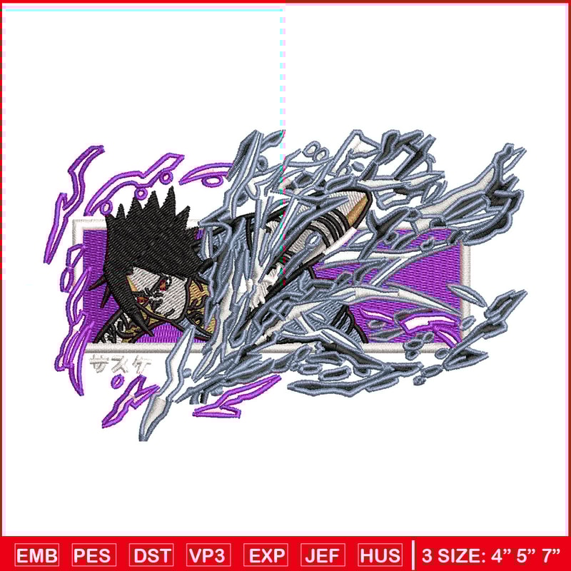 Sasuke chidori embroidery design, Naruto embroidery, Anime design, Embroidery shirt, Embroidery file, Digital download.jpg