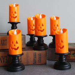 halloween pumpkin led candle table decor