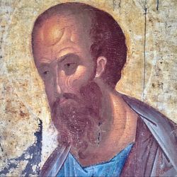 Apostle Paul by Andrei Rublev (Replica) | Print mounted icon on wood | Made in Russia | Size:  8 x 5.5 inch