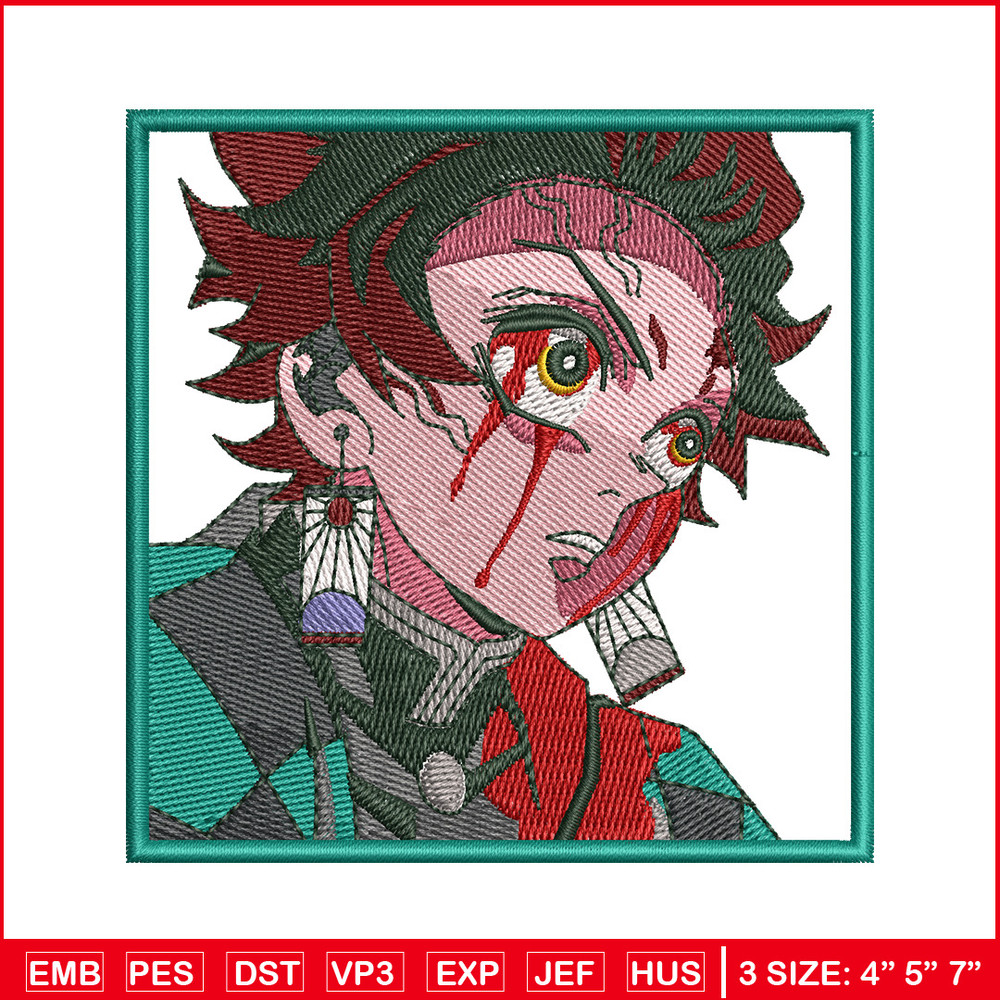 Tanjiro green embroidery design, Tanjiro embroidery, Anime design, Embroidery shirt, Embroidery file, Digital download.jpg