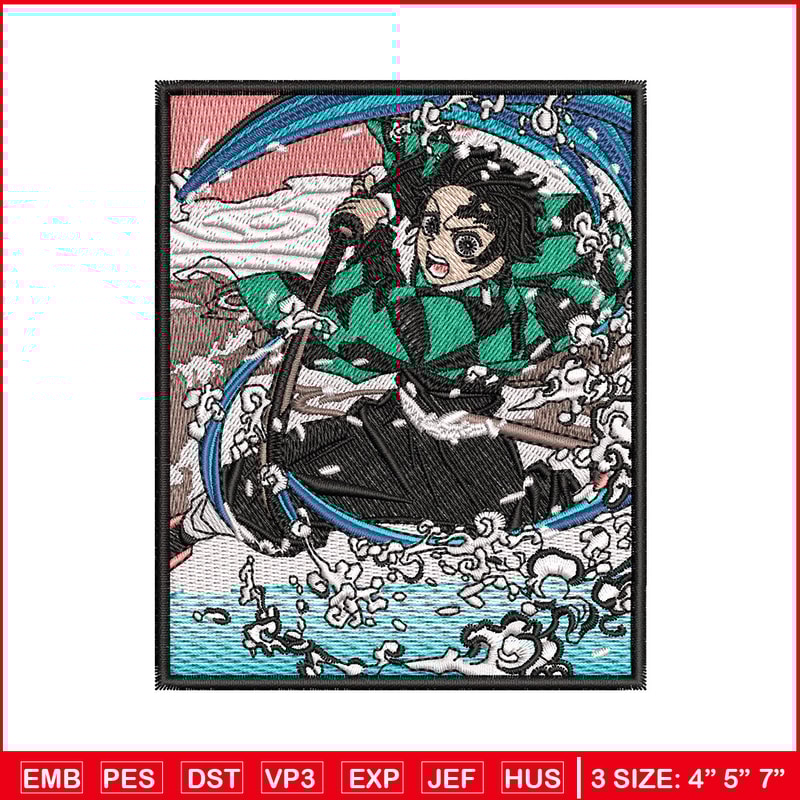 Tanjiro water embroidery design, Tanjiro embroidery, Anime design, Embroidery shirt, Embroidery file, Digital download.jpg