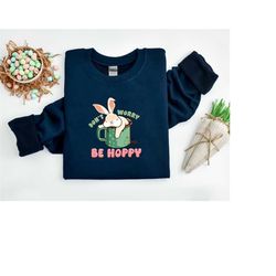 don't worry be hoppy shirt, easter shirt gift for women, christian easter shirt, easter bunny, easter bunny coffee, cute