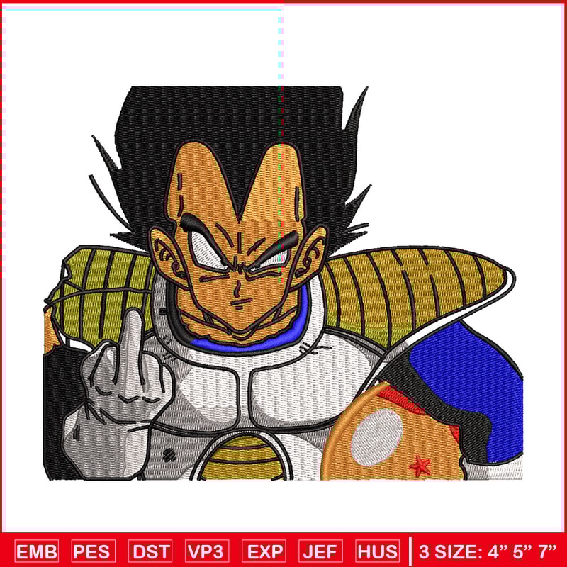 Vegeta saiyan embroidery design, Dragonball embroidery, Anime design, Embroidery shirt, Embroidery file, Digital download.jpg