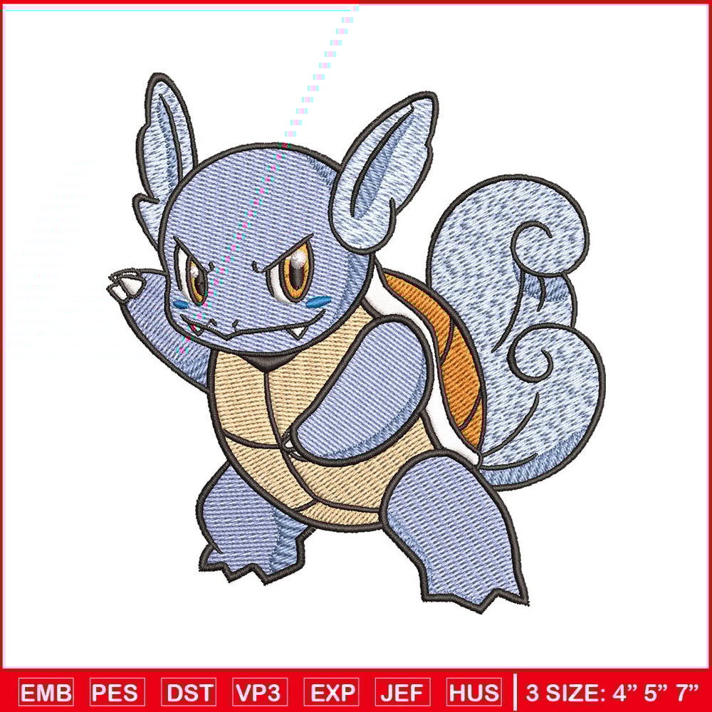 Wartortle embroidery design, Pokemon embroidery, Anime design, Embroidery shirt, Embroidery file, Digital download.jpg