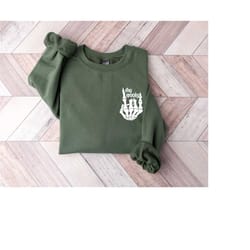 stay spooky skeleton hands sweatshirt, halloween dancing skeleton shirt, halloween dead inside shirt, spooky season skel