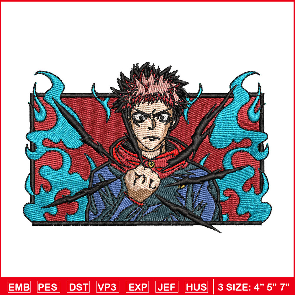Yuji frame embroidery design, Jujutsu embroidery, Anime design, Embroidery shirt, Embroidery file, Digital download.jpg