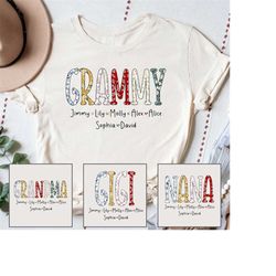 personalized grandma flower shirt, grandma grammy mom nana shirt, mother's day shirt