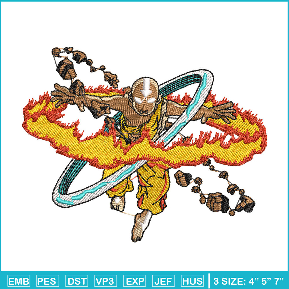 Aang embroidery design, Avatar embroidery, Anime design, Embroidery shirt, Embroidery file, Digital download.jpg